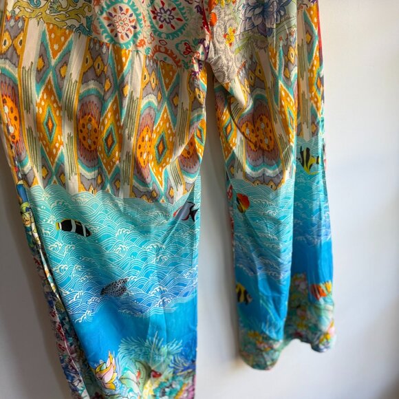 Johnny Was – Pearce Colorful Tropical Smocked Wide Leg Pants – Women’s L - Picture 15 of 16